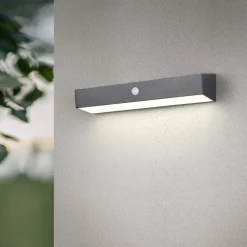 Reality Leuchten Væglampe Med Sensor > Silves solcellelampe til vægmontering, sort, sensor, IP44