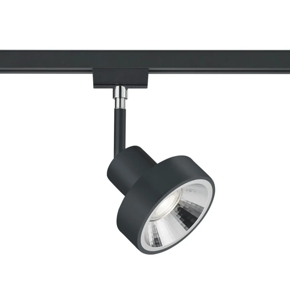 Skinnesystem ^ Trio Lighting Skinnespot DUOline 780701, Ø 11cm, sort, 2-faset, GU10