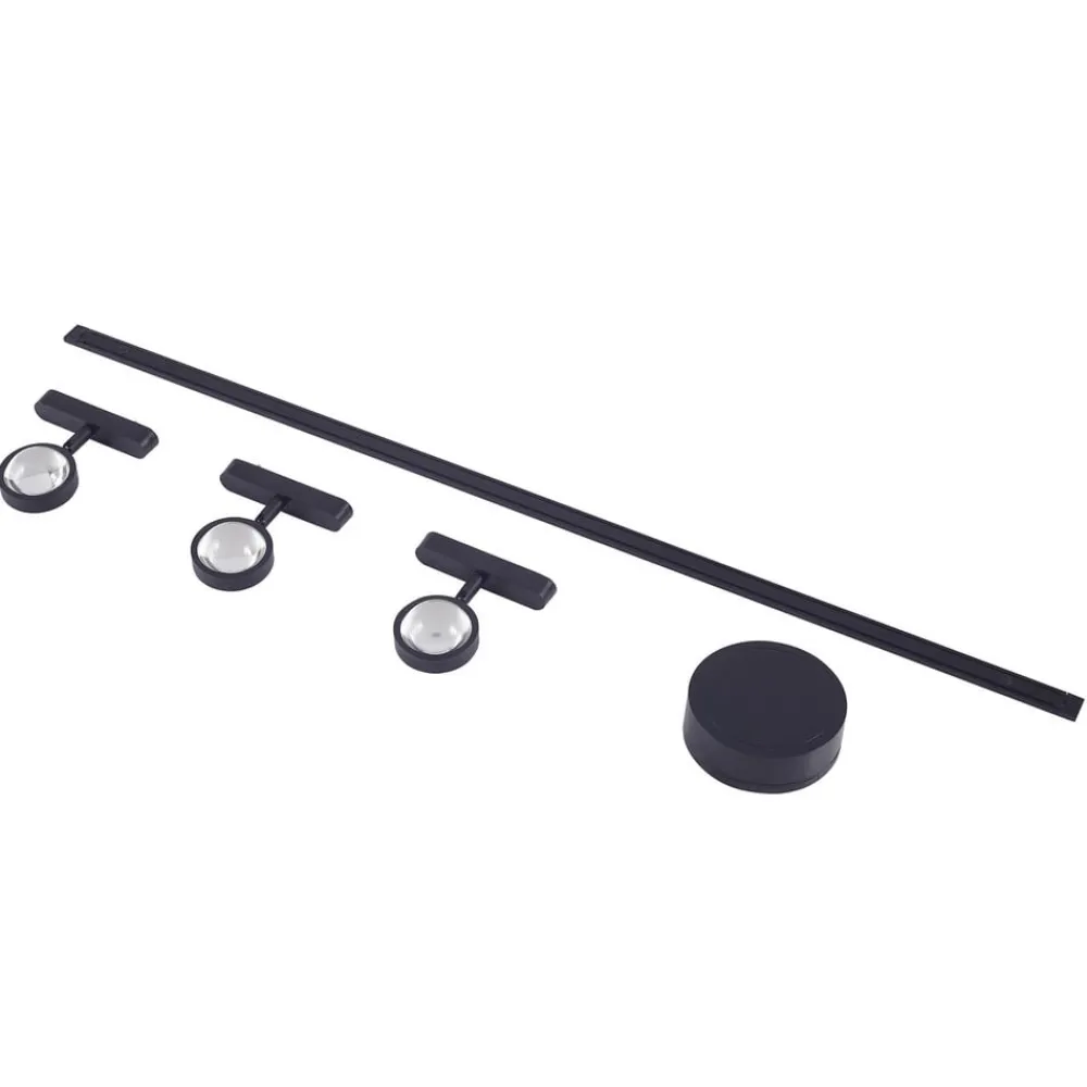 Arbejdsrum/Kontor|Skinnesystem ^ Lindby Skinnesystem 48V Lumaro, spots, 3 lyskilder, sort, Ø 7,3 cm