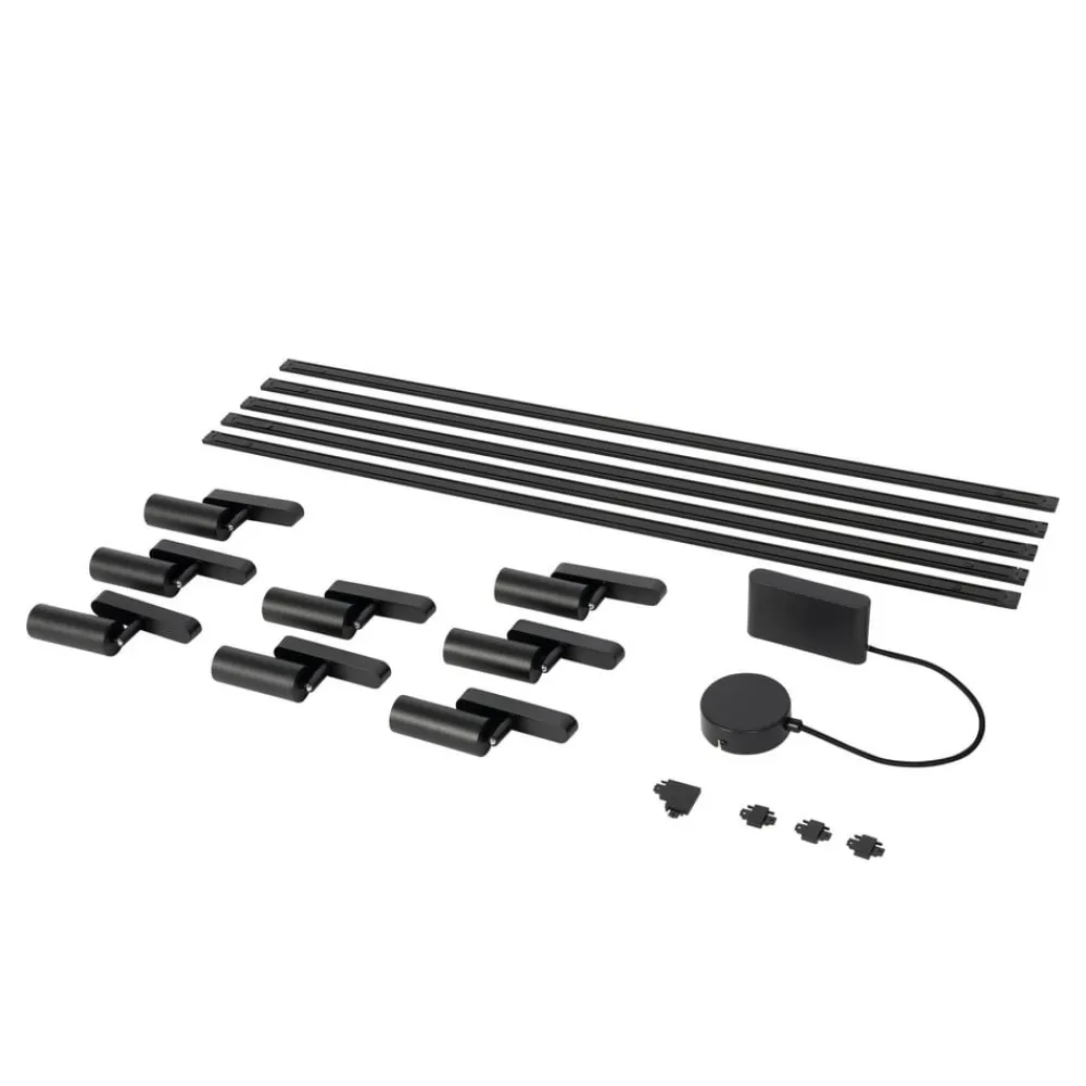 Lindby Skinnesystem > Skinne system 48V Lumaro, spots, 9 lyskilder, sort, 13,1 cm, dæmpbar