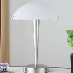 Lindby Bordlamper > Skøn Viola bordlampe i mat nikkel