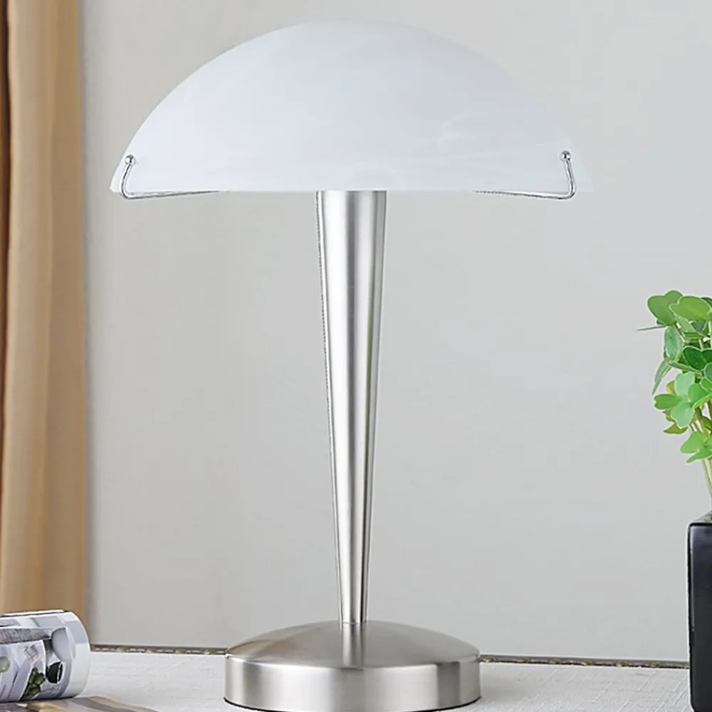 Lindby Bordlamper > Skøn Viola bordlampe i mat nikkel