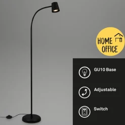 Briloner Arbejdsrum/Kontor|Gulvlamper > Skriva gulvlampe, justerbar, GU10, sort