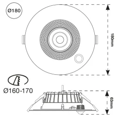 Loftlamper ^ The Light Group SLC Shift LED-downlight Ø 18cm hvid med sensor