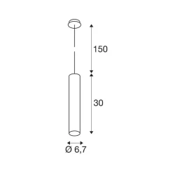 SLV Pendellamper > Enola B pendellampe, sort, aluminium, Ø 6,7 cm