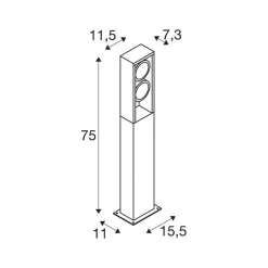 Gadebelysning ^ SLV Eskina Frame 75 LED-vejlampe, antracit, aluminium, IP65, CCT
