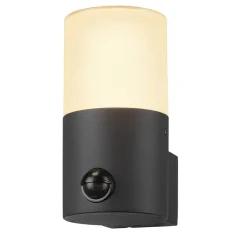 Væglampe Med Sensor ^ SLV Grafit udendørs væglampe cylindrisk med sensor