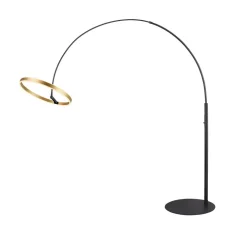 SLV Gulvlamper|Gulvlamper > LED-gulvlampe One Bow FL, sort/messingfarvet, stål