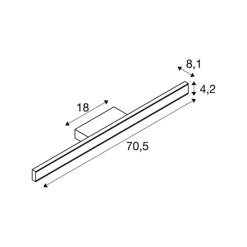 SLV Væg- Og Spejllamper|Væglamper > LED-væglampe til badeværelset One Linear, 70 cm, messingfarvet