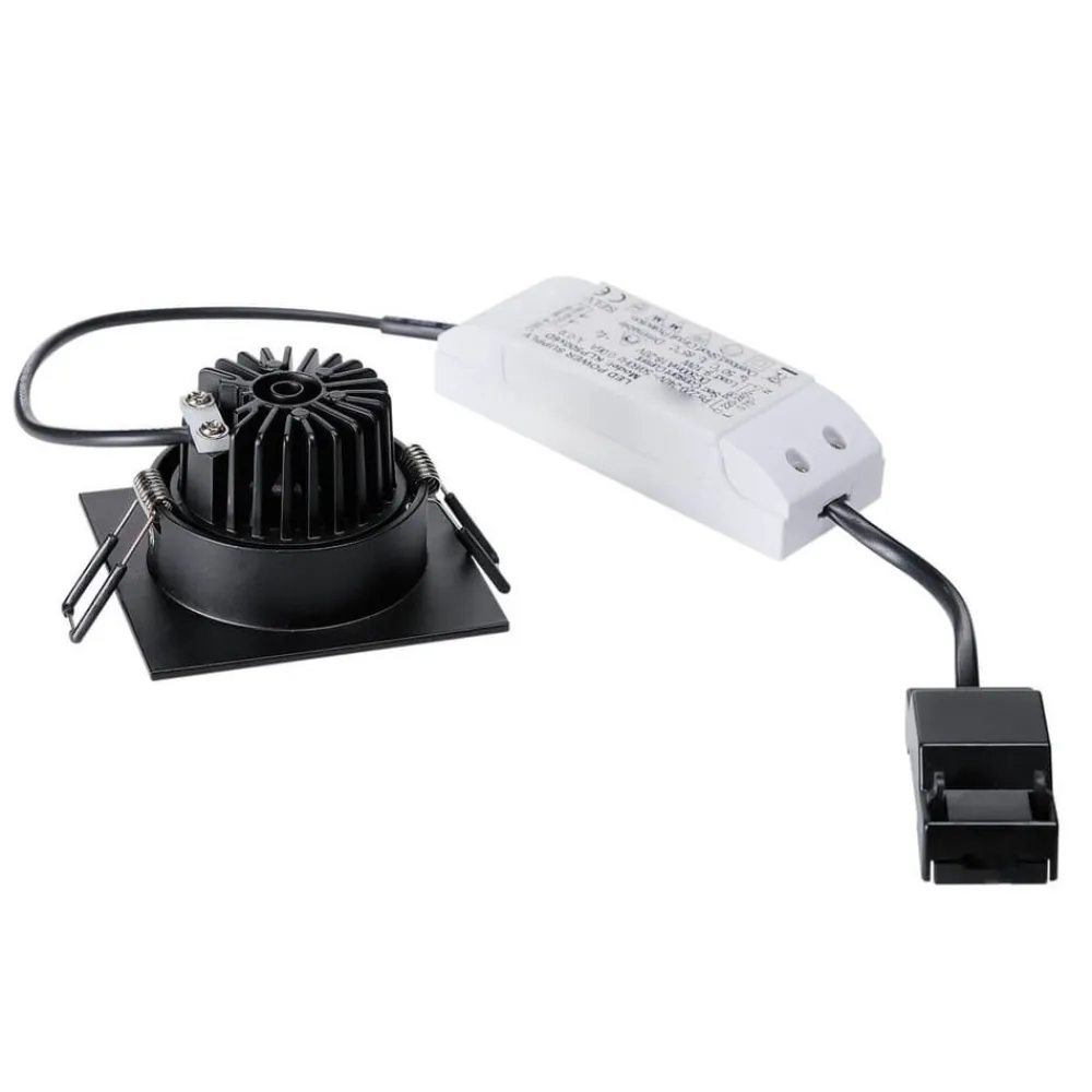 Indbygningsspots|Spotlights ^ SLV Patta-I LED-indbygningslampe kantet, mat sort