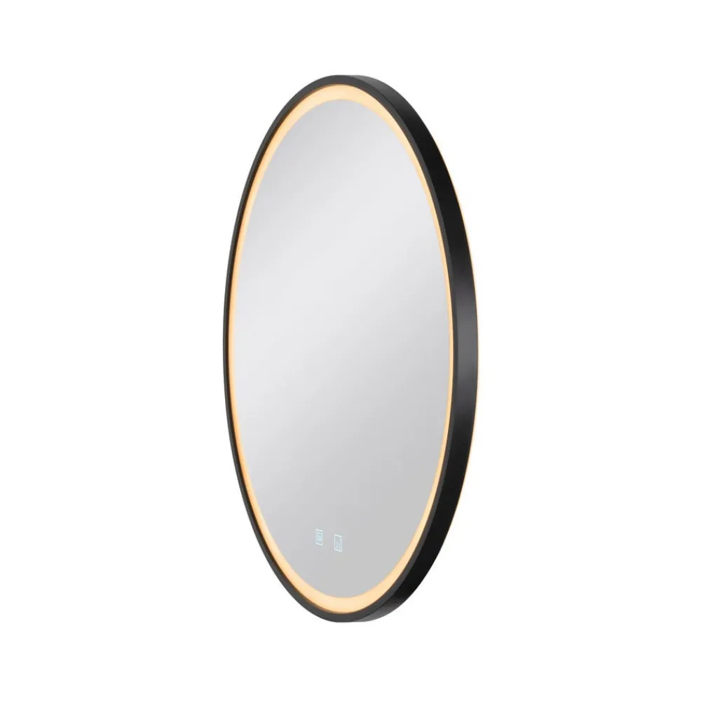 SLV Møbel Og Interiør > Trukko LED-vægspejl IP44 CCT sort Ø 61cm