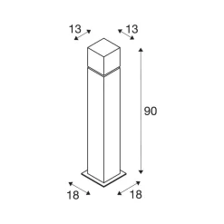 Gadebelysning ^ SLV vejlampe Square Pole, højde 90 cm, grå, stål