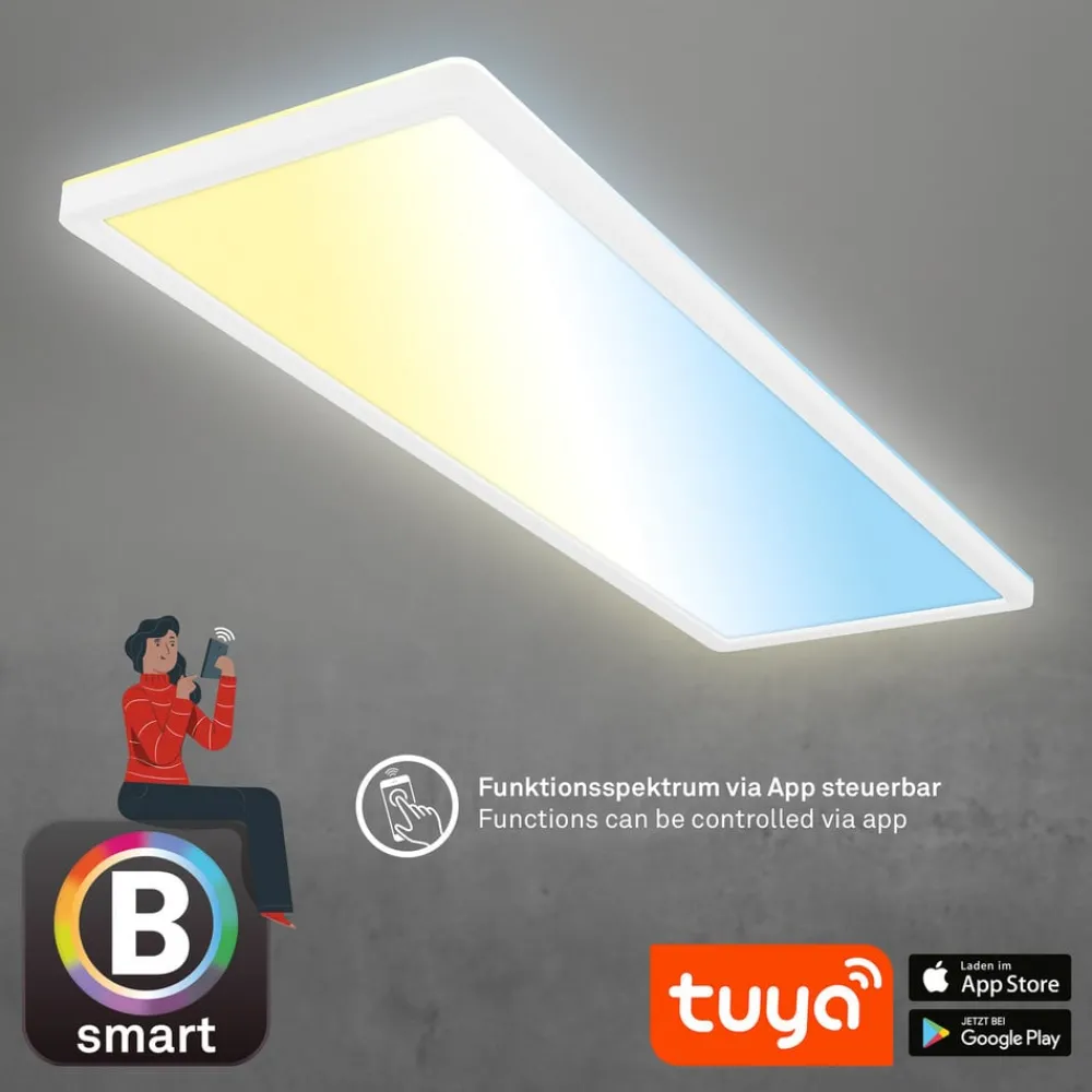 Arbejdsrum/Kontor ^ Briloner Smart LED loftlampe Tava, 58x20 cm, CCT, dæmpbar