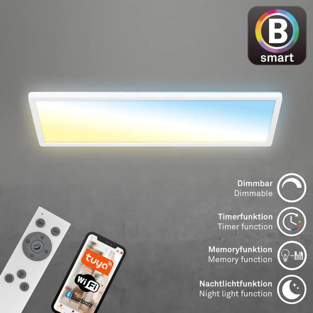 Arbejdsrum/Kontor ^ Briloner Smart LED loftlampe Tava, 58x20 cm, CCT, dæmpbar
