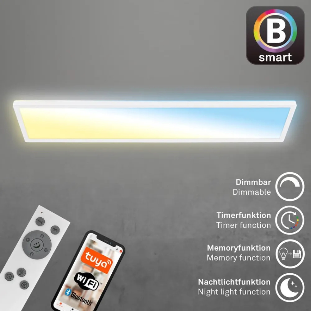 Briloner Arbejdsrum/Kontor > Smart LED loftlampe Tava, 98x20 cm, CCT, dæmpbar