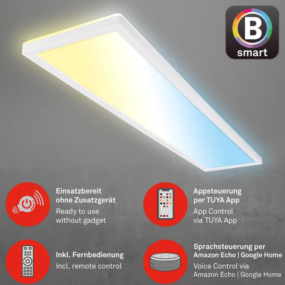 Briloner Arbejdsrum/Kontor > Smart LED loftlampe Tava, 98x20 cm, CCT, dæmpbar