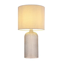 Bordlamper ^ Globo Sofia bordlampe, grå, højde 50 cm, stof/glas