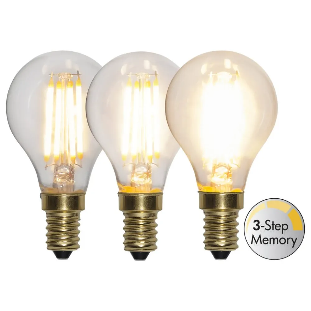 Dæmpbar Led-Pære|Filament Pære ^ STAR TRADING Soft Glow LED-pære E14 4 W 2.100 K dæmpes i 3 trin
