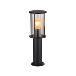 Sokkellamper ^ Globo Sokkellampe Gracey, højde 45 cm, sort, stål, IP54