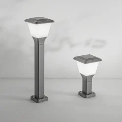 Sokkellamper ^ Fabas Luce Sokkellampe Lena, 30 cm, mørkegrå, metal, E27, IP65