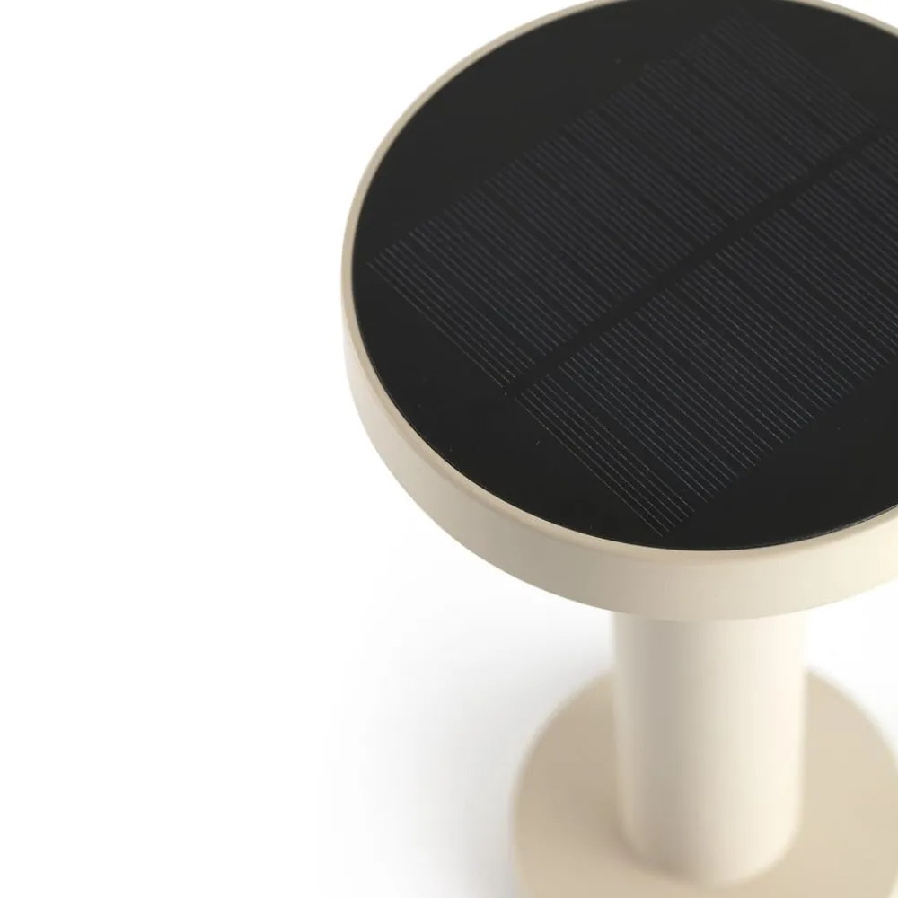 FARO BARCELONA Solcellelamper > Solar-LED-bordlampe Cairo, beige, plast, IP44, 21 cm