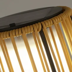 Searchlight Solcellelamper > Solar-LED-gulvlampe Livay, okker, rattan, 68 cm, IP44