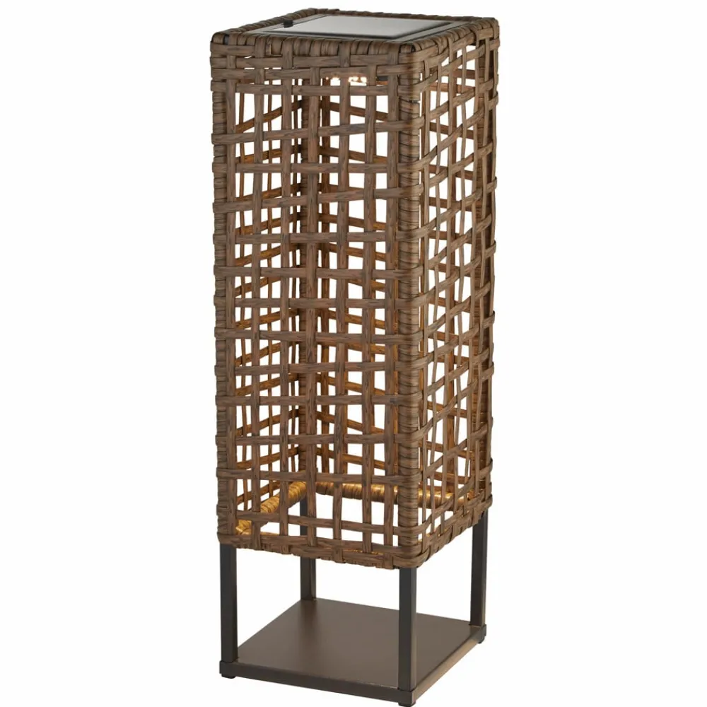 Searchlight Solcellelamper > Solar-LED-terrasselampe Marcjanna, brun, rattan, 47 cm