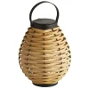 Solcellelamper ^ Searchlight Solar-LED-terrasselampe Netan, brun, rattan, 23 cm, IP44