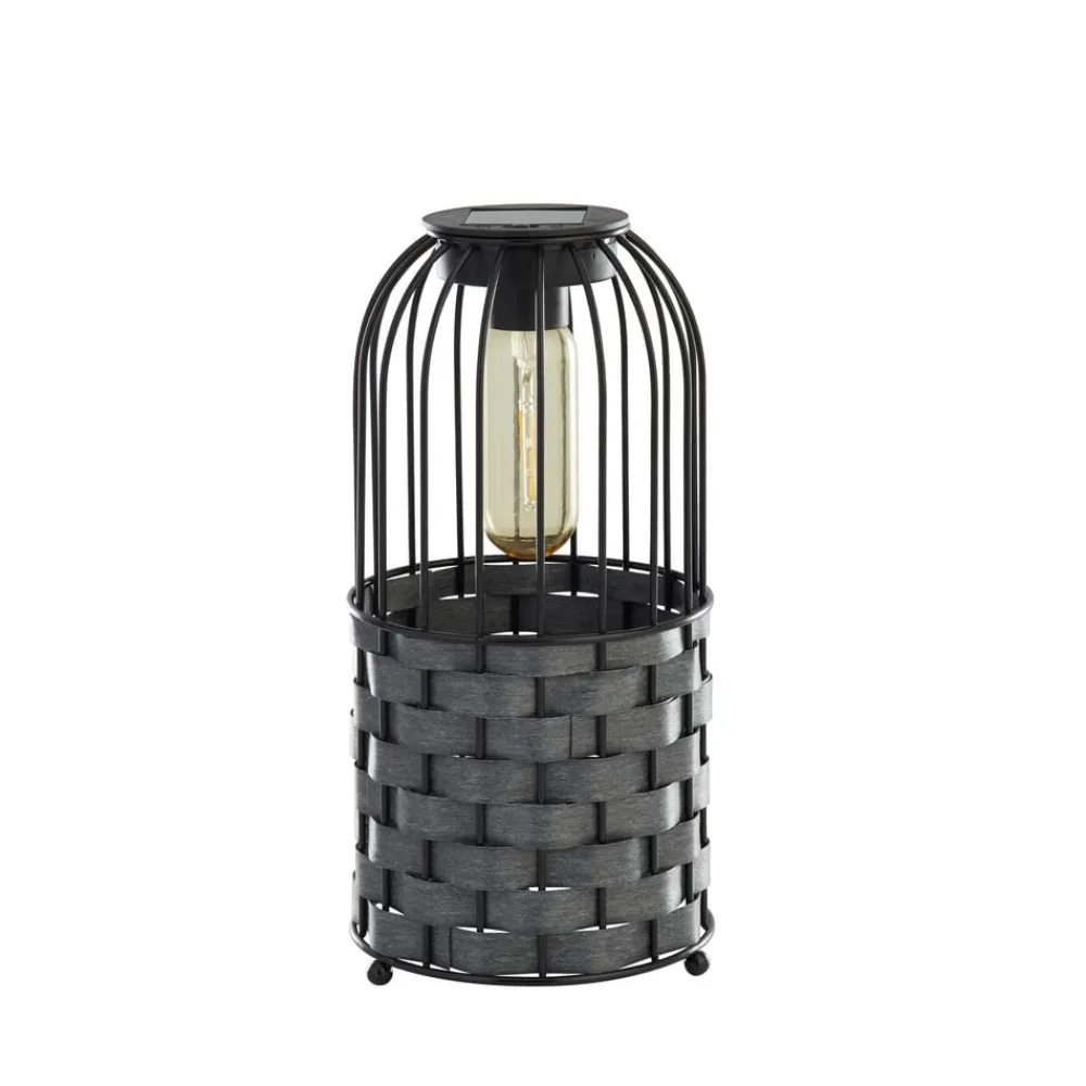 Searchlight Solcellelamper > Solar-LED-terrasselampe Tahoa, 26 cm, grå, rattan, IP44