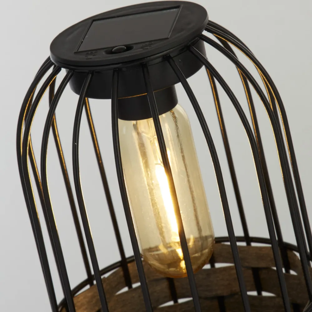 Searchlight Solcellelamper > Solar-LED-terrasselampe Tahoa, 26 cm, grå, rattan, IP44