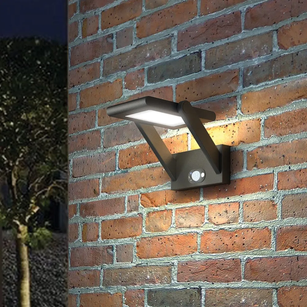 Solcelle Lampe Med Sensor|Væglampe Med Sensor ^ Lucande Solcelledrevet LED-udendørsvæglampe Valerian