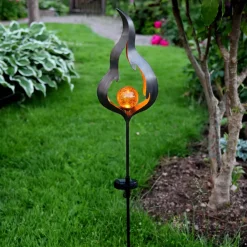 Dekorationsbelysning|Solcellelamper ^ STAR TRADING Solcelle-jordspydslampe Melilla flammeformet LED