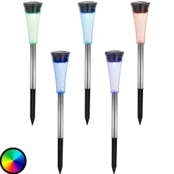 Dekorationsbelysning|Solcellelamper ^ Globo Solcellelampe Navin, RGB farveskift, 5’er sæt