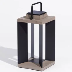 Les Jardins Dekorationsbelysning|Solcellelamper > Solcellelanterne Teckalu, aluminium sort, 45,5 cm