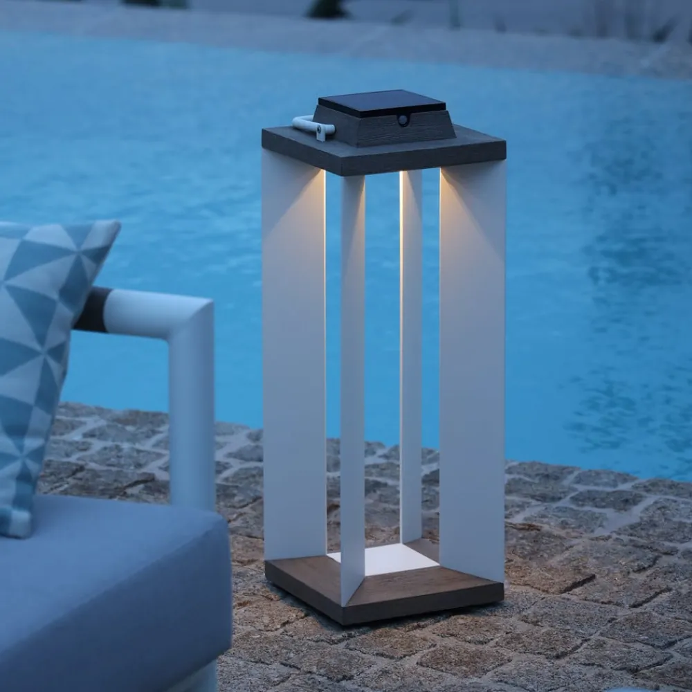 Les Jardins Solcelle Lampe Med Sensor|Solcellelamper > Solcellelanterne Teckalu, Duratek/hvid, 65,5 cm