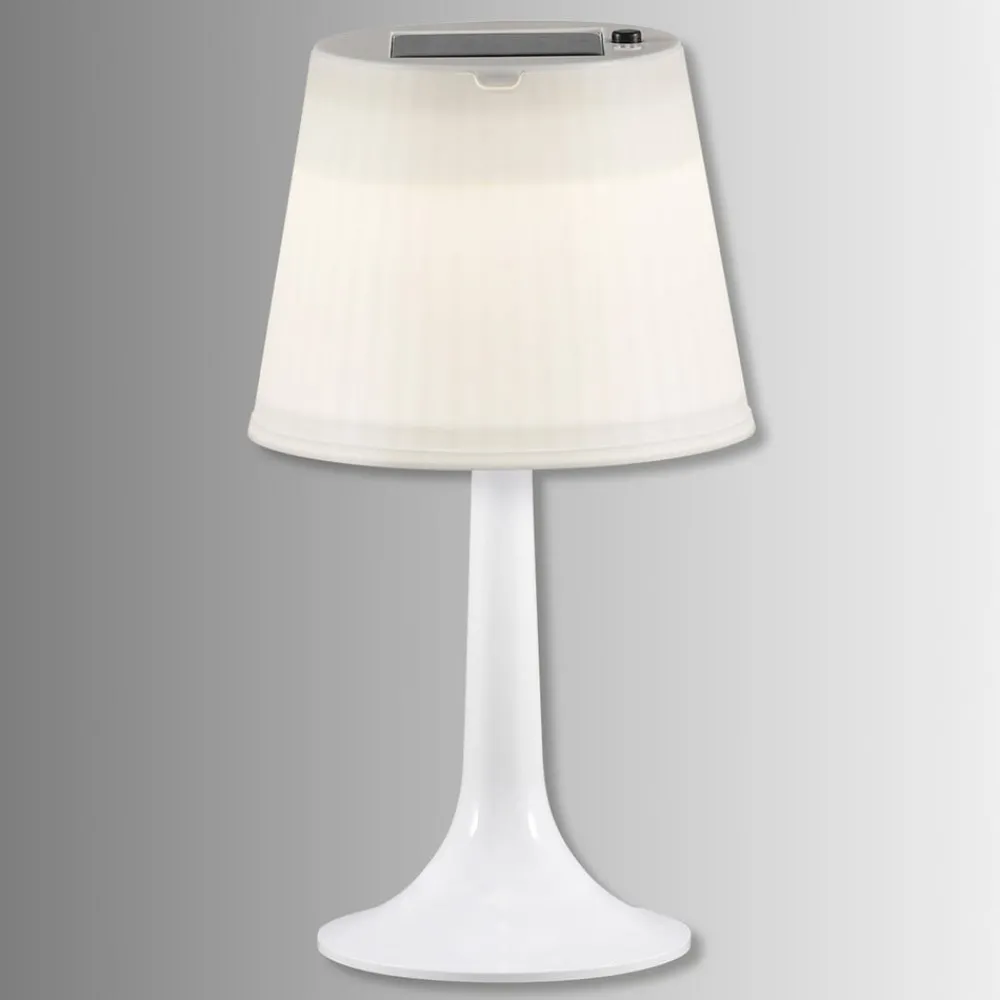 Konstsmide Dekorationsbelysning|Terrassebelysning > Soldreven LED bordlampe Assisi Sitra, i hvid
