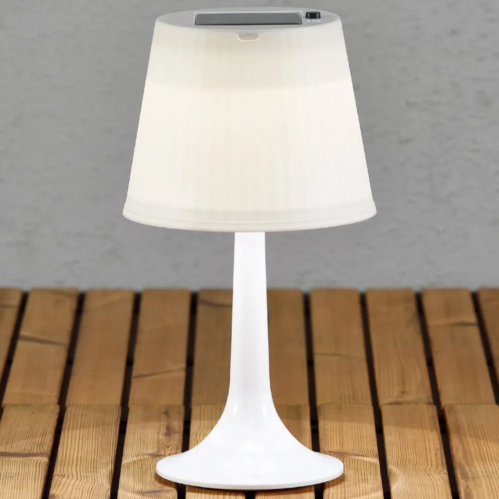 Konstsmide Dekorationsbelysning|Terrassebelysning > Soldreven LED bordlampe Assisi Sitra, i hvid