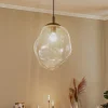 Pendellamper ^ TK Lighting Sol glas-hængelampe, Ø 35cm, sort/klar