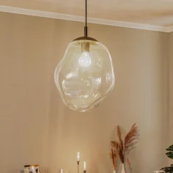 Pendellamper ^ TK Lighting Sol glas-hængelampe, Ø 35cm, sort/klar