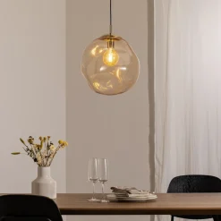 TK Lighting Pendellamper|Pendellamper > Sol-glaspendel, Ø 35 cm, sort/ravgylden