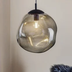 TK Lighting Pendellamper|Pendellamper > Sol glaspendel, Ø 35cm, sort/røggrå