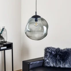TK Lighting Pendellamper|Pendellamper > Sol glaspendel, Ø 35cm, sort/røggrå