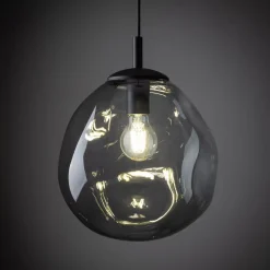 TK Lighting Pendellamper > Sol Mini pendel, glas, Ø 25 cm, sort/grafitgrå