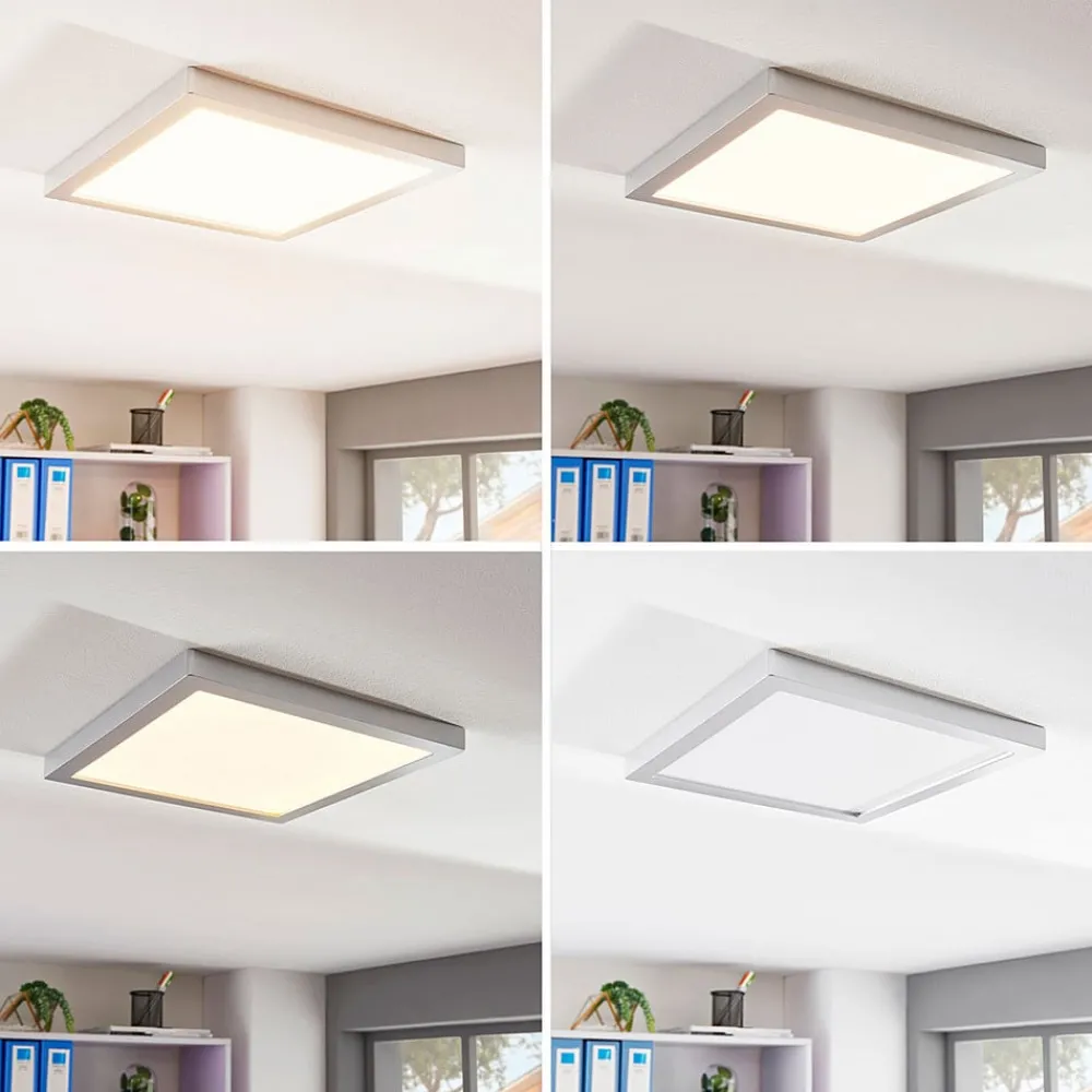 Arcchio Loftlamper > Solvie LED-loftlampe, sølv, kantet, 30 x 30 cm