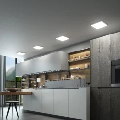 Arcchio Loftlamper > Solvie LED-loftlampe, sølv, kantet, 30 x 30 cm