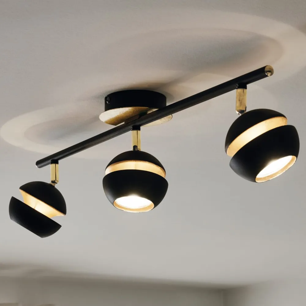 EGLO Loftlamper|Spotlights > Sort-guld LED-loftslampe Nocito - 3 lyskilder