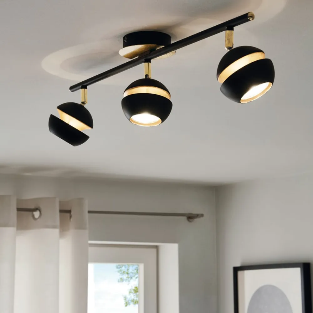 EGLO Loftlamper|Spotlights > Sort-guld LED-loftslampe Nocito - 3 lyskilder