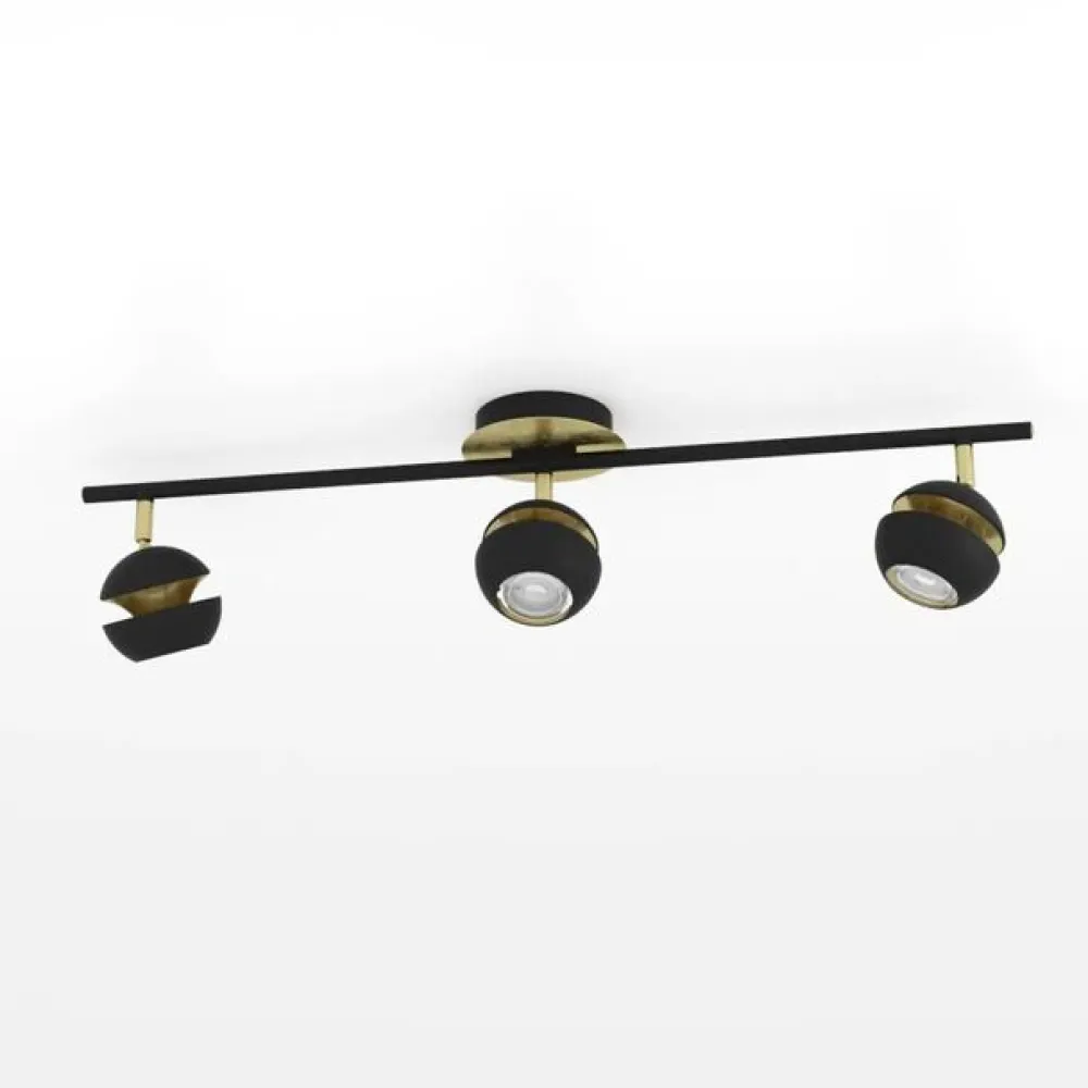 EGLO Loftlamper|Spotlights > Sort-guld LED-loftslampe Nocito - 3 lyskilder