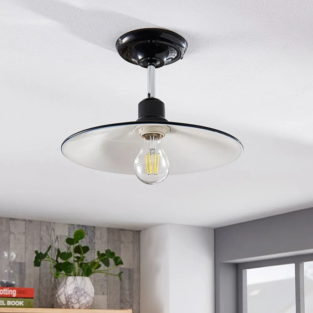 Loftlamper ^ Lindby Sort loftlampe Phinea i metal, vintagelook