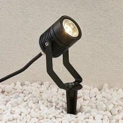 Udendørs Spot ^ Lindby Sort udendørs LED-spot Maris med jordspyd
